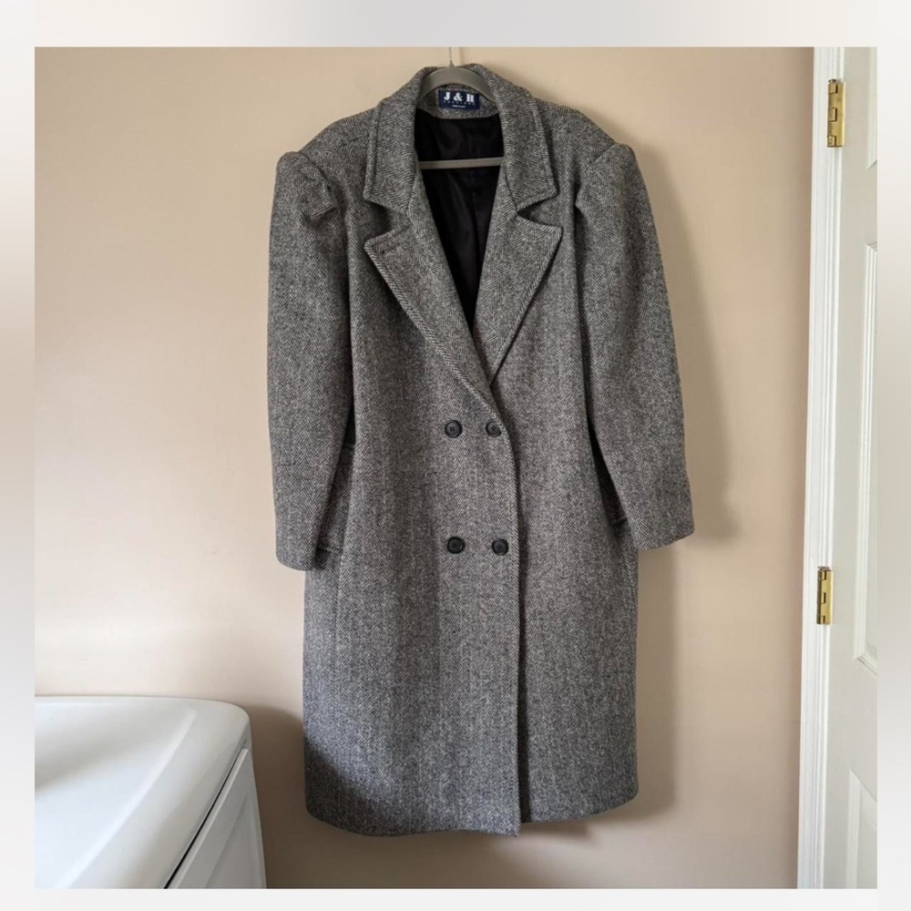 J&H Fashions Vintage Women's Herringbone Wool Coat